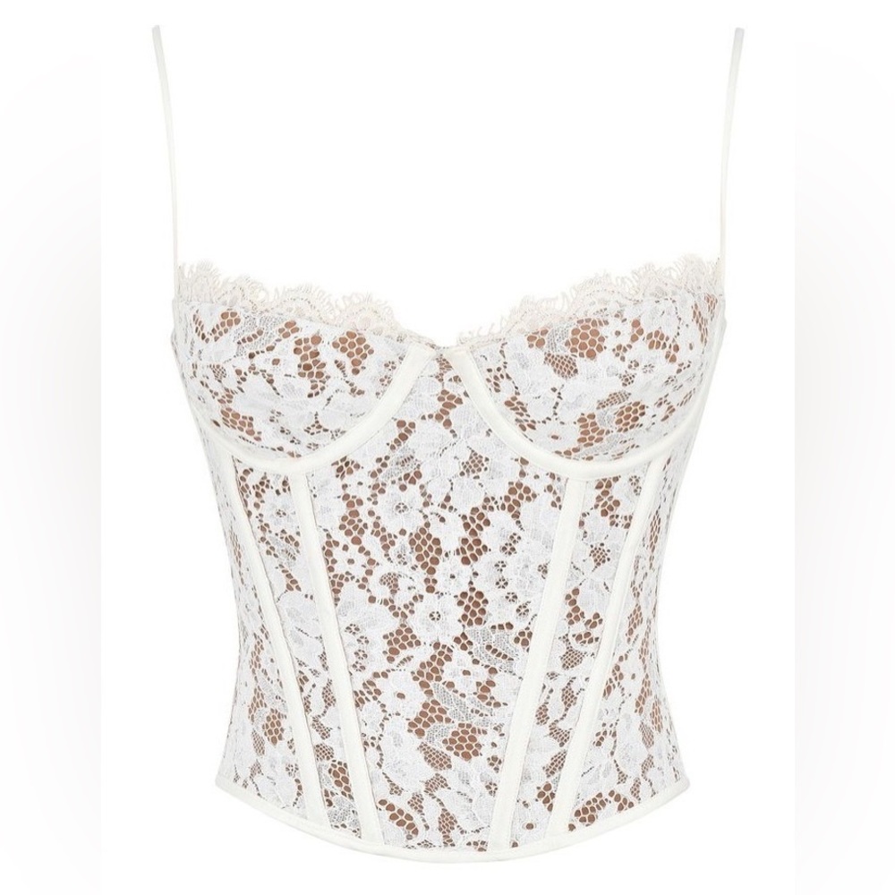 house of CB ‘Mila’ Ivory Lace underwired woven corset NWOT - Picture 4 of 8